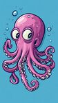 可愛紫章魚在藍(lán)色海洋中游弋