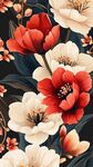 紅白花卉插畫圖案
