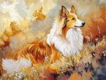 秋日中的蘇格蘭牧羊犬