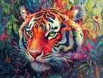 斑斕猛虎置身奇幻叢林間