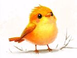 可愛小黃鳥插畫形象