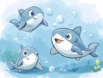 可愛(ài)鯊魚(yú)在水中歡快暢游