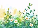 春日野花水彩畫風(fēng)景