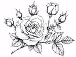 手繪單枝玫瑰花插圖