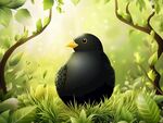 綠蔭中的黑鳥
