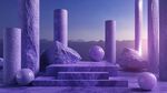 紫色夢(mèng)幻幾何柱石景觀