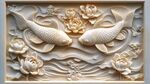 雙魚戲荷木雕藝術(shù)作品