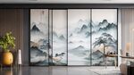 中式山水風(fēng)客廳移門裝飾