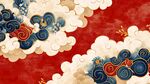 中式云紋紅色背景圖案