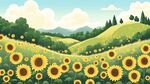 向日葵花海中的田園風(fēng)光