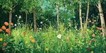 夏日林間花海爛漫圖景
