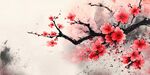 水墨紅梅圖