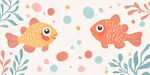 可愛(ài)雙金魚(yú)與夢(mèng)幻植物插畫(huà)
