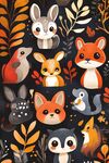 可愛森林動物插畫圖案