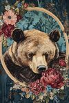 熊與花卉的夢幻插畫