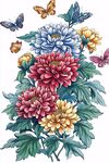 多彩菊花與飛舞蝴蝶插畫