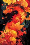 龍舞繁花間的奇幻意象