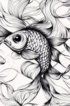 水墨風(fēng)靈動(dòng)金魚線條畫