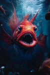 兇猛紅魚的深海瞬間