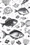 海洋魚類手繪無縫圖案