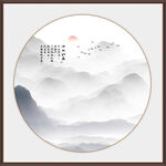 圓形水墨山水畫