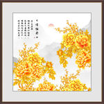 金色牡丹花開富貴裝飾畫