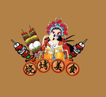 京劇風濱城美食插畫