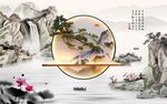 中式意境山水背景裝飾畫(huà)