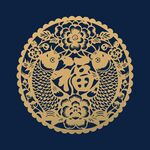 金色福魚雕花圖案
