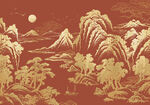 中式金線山水刺繡背景墻