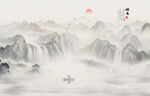 禪意水墨山水畫