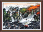 流水生財(cái)國(guó)畫山水