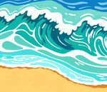 海邊波浪插畫