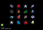 海洋動(dòng)物背景 海星 章魚 貝殼
