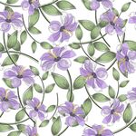 紫色花卉綠葉無(wú)縫圖案數(shù)碼印花