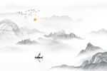 中式山水屏風畫