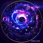 圓形星空宇宙背景天花軟膜