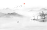 水墨山