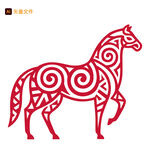 剪紙風(fēng)駿馬圖案設(shè)計(jì)素材