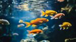 暢游的多彩金魚(yú)在水中嬉戲