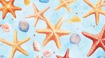 海星貝殼海洋夢幻插畫