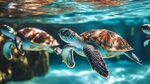 海底暢游的斑斕海龜