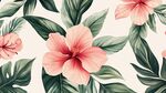 粉色扶桑花與綠葉圖案
