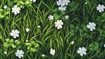春日草地小白花風(fēng)景圖