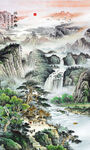 豎幅玄關(guān)山水畫