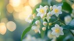 陽(yáng)光下的潔白茉莉花