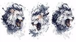 水墨風(fēng)格咆哮的三頭狼