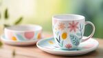 花卉圖案陶瓷杯碟組合