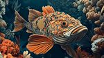 奇幻深海彩紋魚遨游珊瑚間