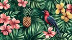 熱帶花鳥與菠蘿的夢幻圖景